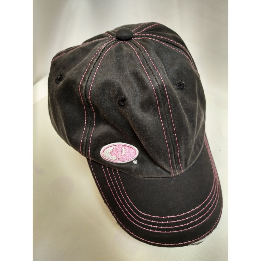 womens‎ MOSSY OAK distressed cap, black w colorfull plaid on bottom - Picture 4 of 10
